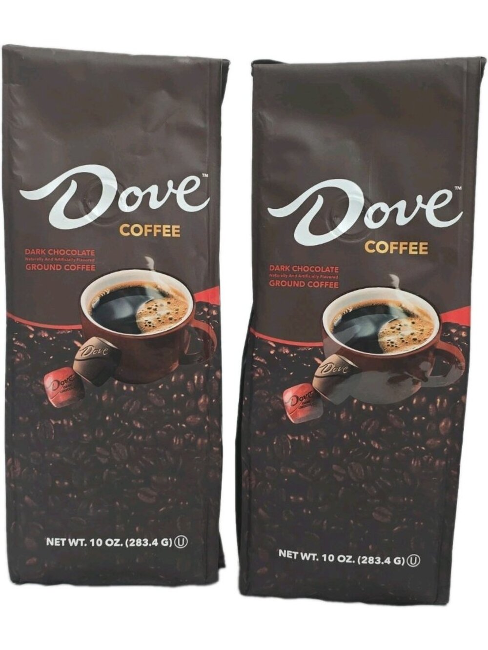 Dove Dark Chocolate Candy Flavored Ground Coffee 2-PACK 10 Ounce Each